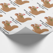 クリスマスリスかわいい漫画の名前がカスタマイズ可能 ラッピングペーパー (角)