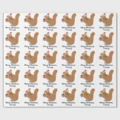 クリスマスリスかわいい漫画の名前がカスタマイズ可能 ラッピングペーパー (フラット)