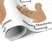 クリスマスリスかわいい漫画の名前がカスタマイズ可能 ラッピングペーパー (ロールコーナー)