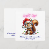 クリスマスリスとライトおもしろいホリデーカード (正面/裏面)