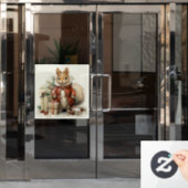 クリスマスリスの窓が貼り付く ウィンドウサイン (オフィスドア)