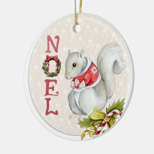 クリスマスリスイラストレーション セラミックオーナメント (左)