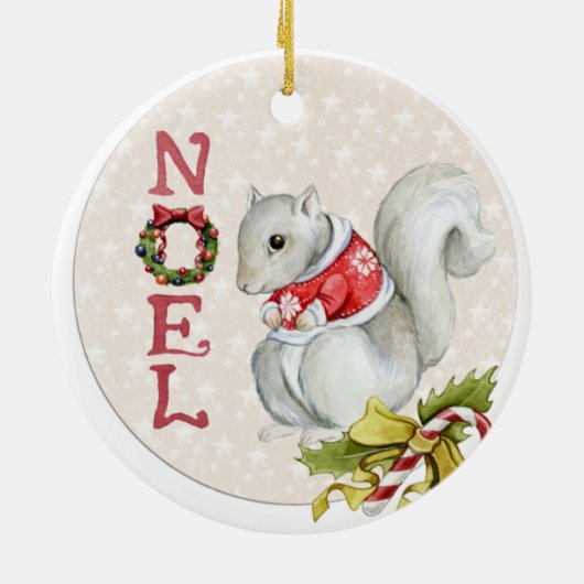 クリスマスリスイラストレーション セラミックオーナメント (裏面)