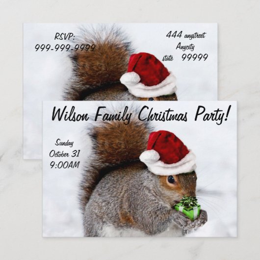 クリスマスリスカード 招待状 (正面/裏面)