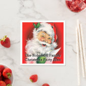 クリスマスリスト付き可愛いウィンキングサンタカスタムー スタンダードカクテルナプキン (インサイチュ)