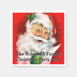 クリスマスリスト付き可愛いウィンキングサンタカスタムー スタンダードカクテルナプキン