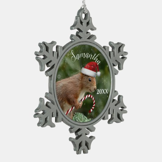 クリスマスリスパーソナライズされたオーナメント スノーフレークピューターオーナメント (左)