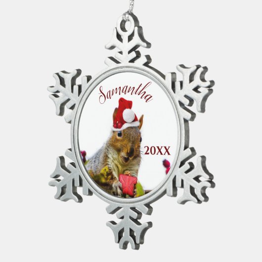 クリスマスリスパーソナライズされたオーナメント スノーフレークピューターオーナメント (右)