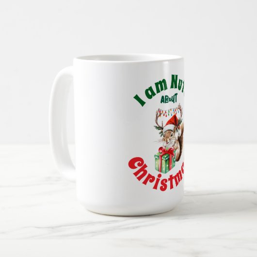 クリスマスリス&〔雄ジカの〕枝角&ギフトボックス コーヒーマグカップ (正面左)