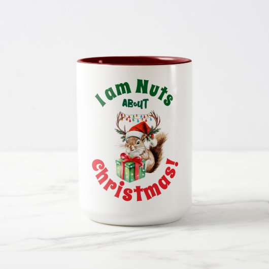 クリスマスリス&〔雄ジカの〕枝角&ギフトボックス ツートーンマグカップ (中央)
