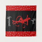 クリスマスリズミカル体操レッドキャンディスプリンクル タペストリー (正面(横))