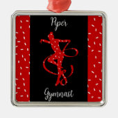 クリスマスリズミカル体操レッドキャンディスプリンクル メタルオーナメント (正面)