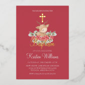 クリスマスリトルディアバプテスマ《キリスト教》洗礼式や命名式クロス 箔招待状 (正面)