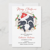 クリスマスリトルラクーンベイビーシャワー招待状 招待状 (正面)