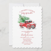 クリスマスリトルレッドトラックベビー散布 招待状 (正面)