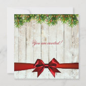 クリスマスリハーサルのディナーツリー、ライト&リボン 招待状 (裏面)