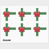 クリスマスリボンとお辞儀 スクエアシール (シート)