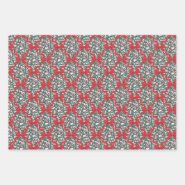 クリスマスリボンとピンクの果実 ラッピングペーパーシート