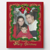 クリスマスリボンと金ゴールドの写真 フォトプラーク (正面)