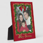 クリスマスリボンと金ゴールドの写真 フォトプラーク (側面)