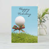 クリスマスリボンのゴルフボールがティーに乗っている シーズンカード (スタンド正面)