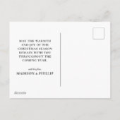 クリスマスリボンのパグの子犬 シーズンポストカード (裏面)