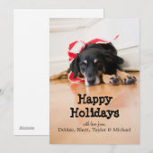 クリスマスリボンの付いた犬 シーズンカード (正面/裏面)