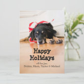 クリスマスリボンの付いた犬 シーズンカード (スタンド正面)