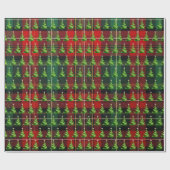 クリスマスリボンの木をタータンチェックの格子状に ラッピングペーパー (フラット)