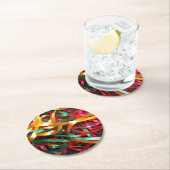 クリスマスリボンの虹モダン ラウンドペーパーコースター (インサイチュ)