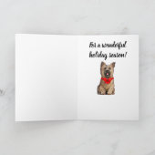 クリスマスリボンを付けたウィートン・ケアン・テリア カード (内部)