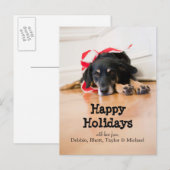 クリスマスリボンを飾った犬 シーズンポストカード (正面/裏面)