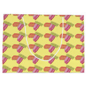 クリスマスリボンキャンディイエローホリデー抱き枕 ラージペーパーバッグ (裏面)