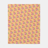 クリスマスリボンキャンディオレンジホリデースイーツ フリースブランケット (正面)