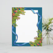 クリスマスリボンブルー文房具紙 (スタンド正面)