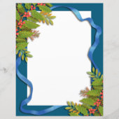 クリスマスリボンブルー文房具紙 (正面)