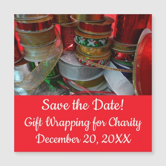 クリスマスリボンホリデーレッドと金ゴールドのスプール (正面)