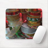 クリスマスリボンホリデーレッドと金ゴールドのスプール マウスパッド (マウス)