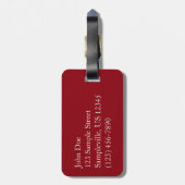 クリスマスリボンホリデーレッドと金ゴールドのスプール ラゲッジタグ (裏面縦)