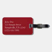 クリスマスリボンホリデーレッドと金ゴールドのスプール ラゲッジタグ (裏面横)