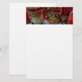 クリスマスリボンホリデーレッドと金ゴールドのスプール 便箋 (正面/裏面)