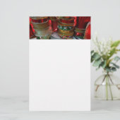 クリスマスリボンホリデーレッドと金ゴールドのスプール 便箋 (スタンド正面)