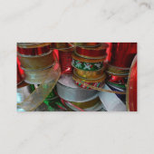 クリスマスリボンホリデーレッドと金ゴールドのスプール 名刺 (裏面)