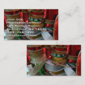 クリスマスリボンホリデーレッドと金ゴールドのスプール 名刺 (正面/裏面)