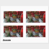 クリスマスリボンホリデーレッドと金ゴールドのスプール 長方形シール (シート)