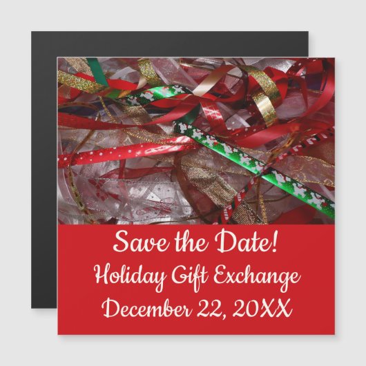 クリスマスリボンレッドグリーンと金ゴールド休日 (正面/裏面)