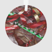 クリスマスリボンレッドグリーンと金ゴールド休日 オーナメント (裏面)
