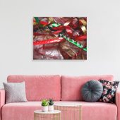 クリスマスリボンレッドグリーンと金ゴールド休日 キャンバスプリント (インサイチュ (リビング))