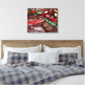 クリスマスリボンレッドグリーンと金ゴールド休日 キャンバスプリント (インサイチュ (寝室))