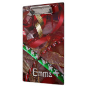 クリスマスリボンレッドグリーンと金ゴールド休日 クリップボード (左)